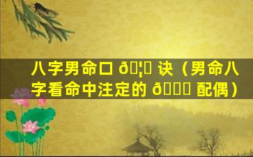 八字男命口 🦆 诀（男命八字看命中注定的 💐 配偶）